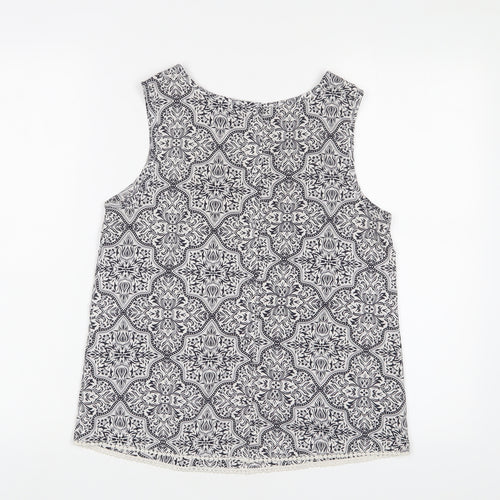 New Look Womens Blue Fair Isle Polyester Basic Tank Size 10 Boat Neck - Embroidered