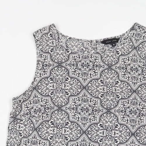 New Look Womens Blue Fair Isle Polyester Basic Tank Size 10 Boat Neck - Embroidered