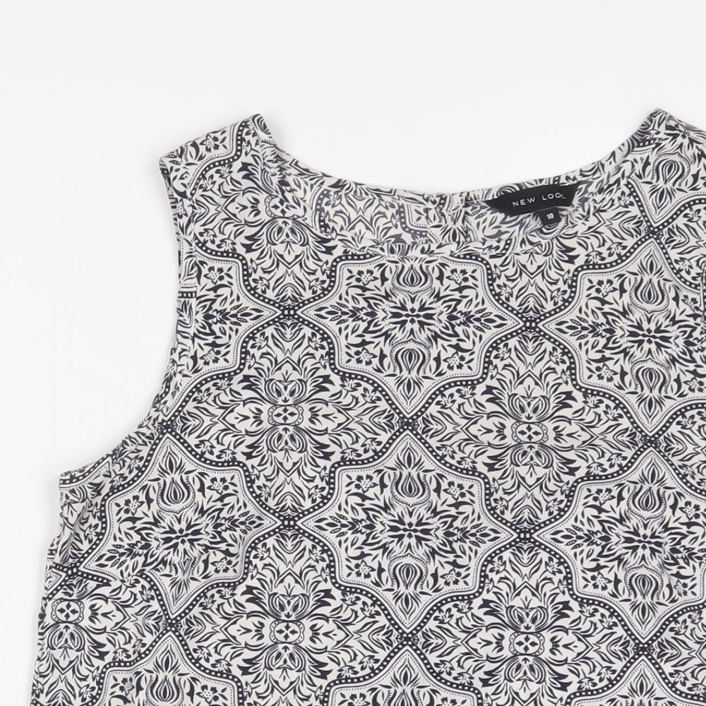 New Look Womens Blue Fair Isle Polyester Basic Tank Size 10 Boat Neck - Embroidered
