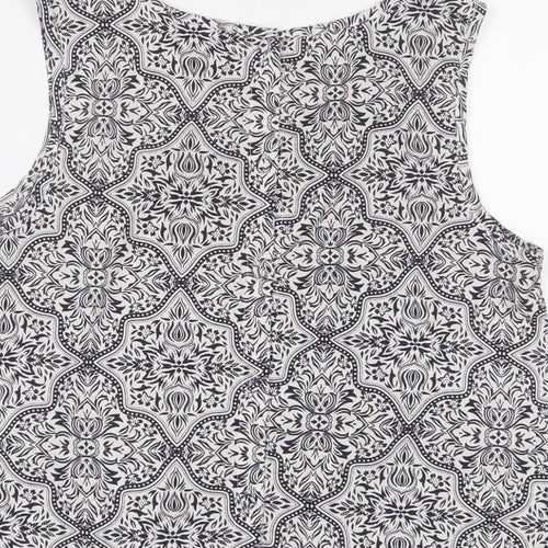 New Look Womens Blue Fair Isle Polyester Basic Tank Size 10 Boat Neck - Embroidered