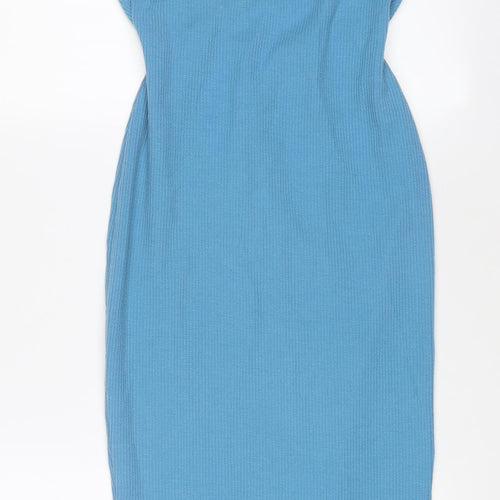 PRETTYLITTLETHING Womens Blue Polyester A-Line Size 8 Halter Pullover - Cut out