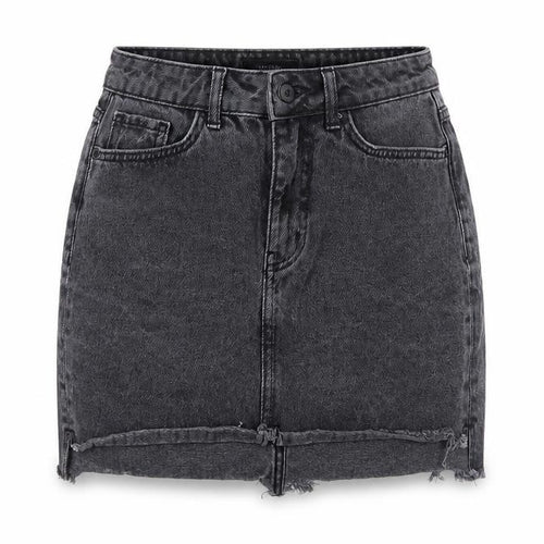 New Look Womens Grey Cotton A-Line Skirt Size 10 Zip