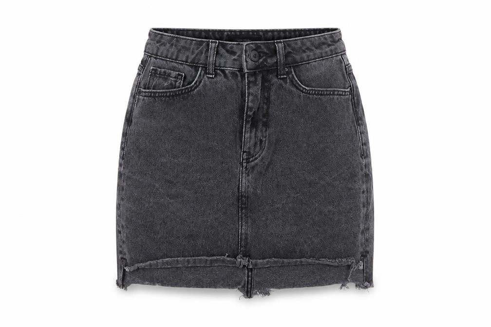New Look Womens Grey Cotton A-Line Skirt Size 10 Zip