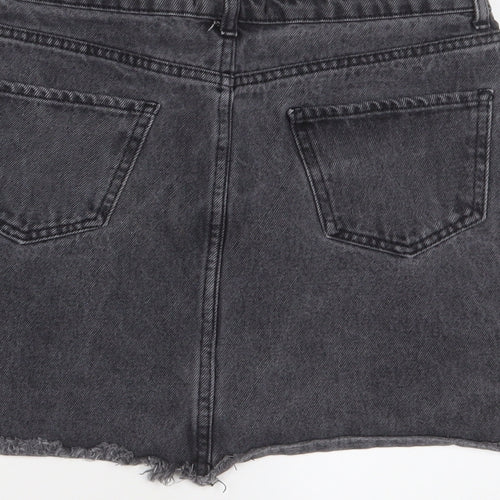 New Look Womens Grey Cotton A-Line Skirt Size 10 Zip