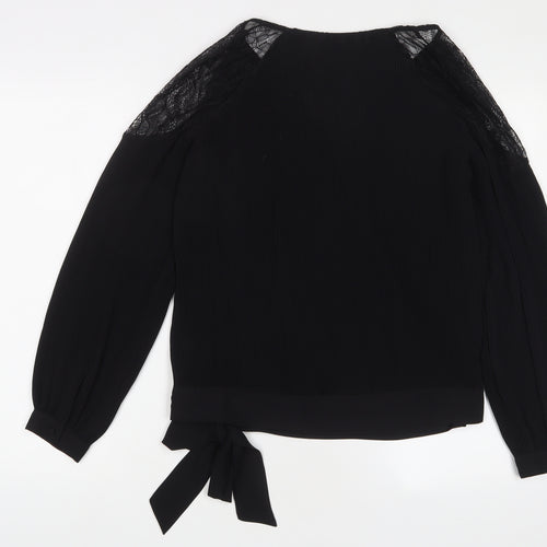 NEXT Womens Black Polyester Basic Blouse Size 10 V-Neck - Lace