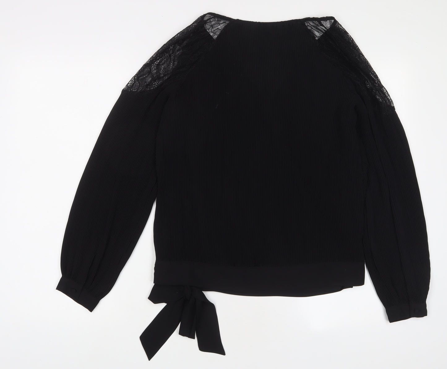 NEXT Womens Black Polyester Basic Blouse Size 10 V-Neck - Lace
