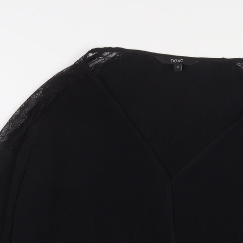 NEXT Womens Black Polyester Basic Blouse Size 10 V-Neck - Lace