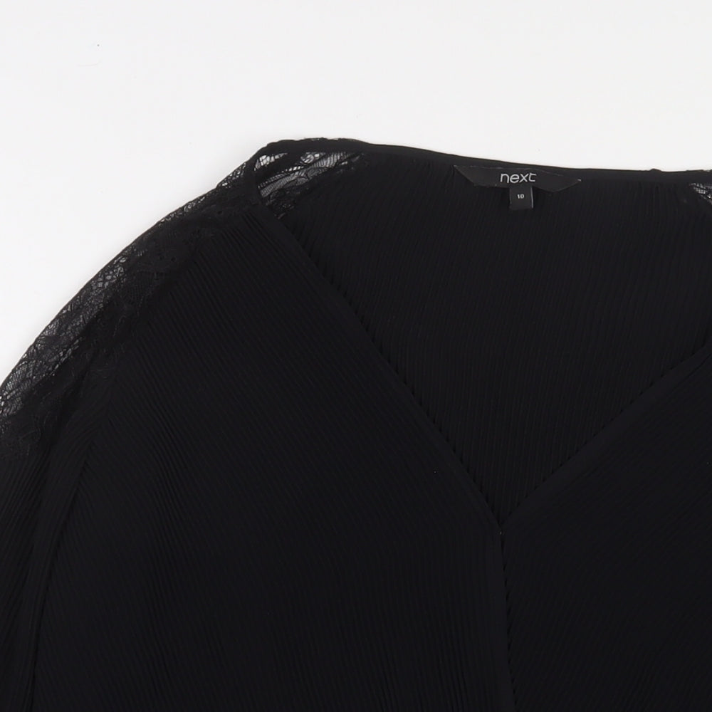 NEXT Womens Black Polyester Basic Blouse Size 10 V-Neck - Lace
