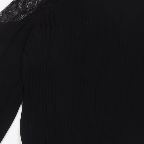 NEXT Womens Black Polyester Basic Blouse Size 10 V-Neck - Lace