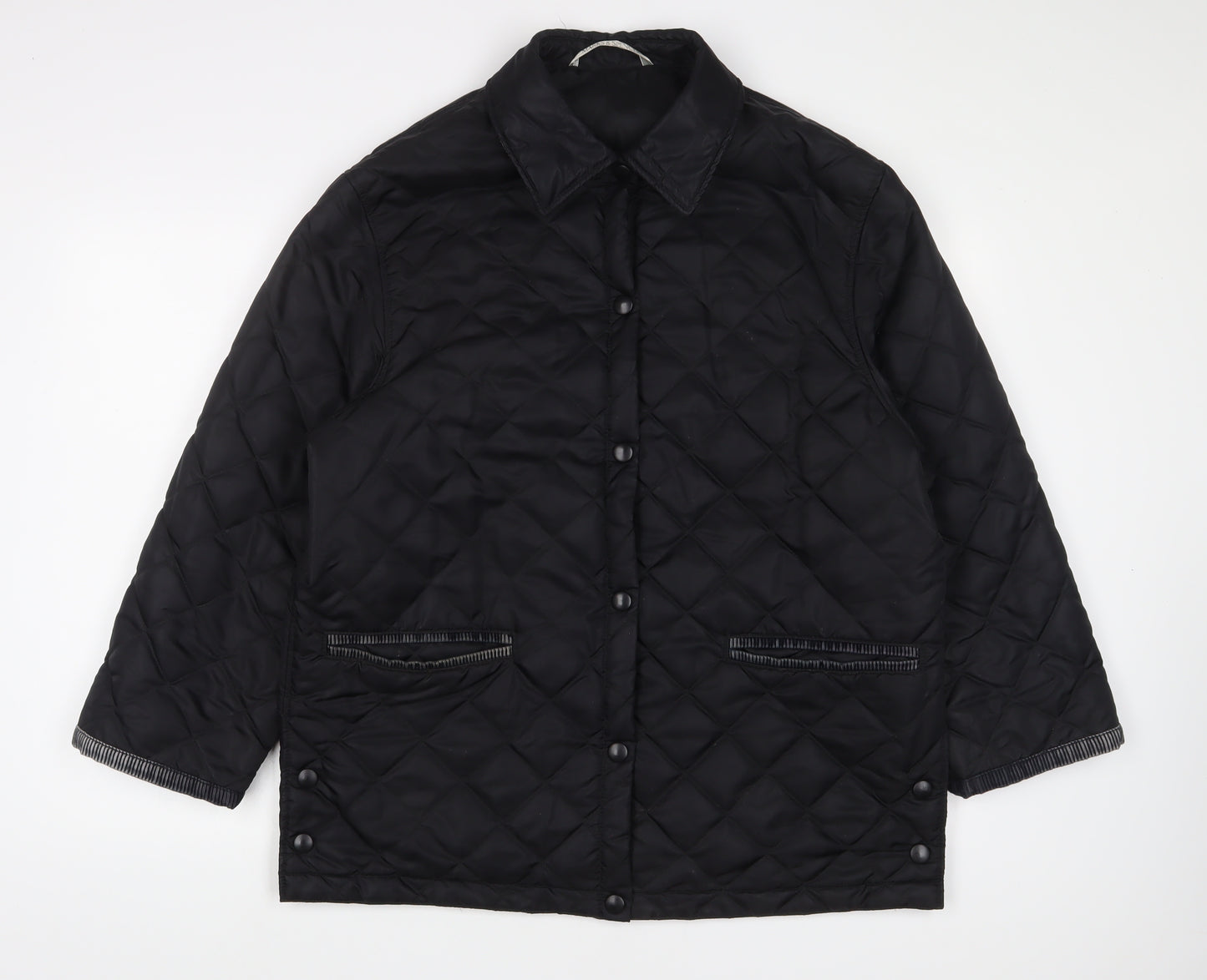 Marks and Spencer Womens Black Quilted Jacket Size 14 Button