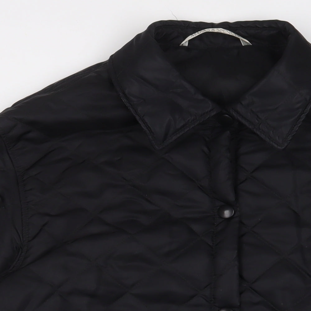 Marks and Spencer Womens Black Quilted Jacket Size 14 Button