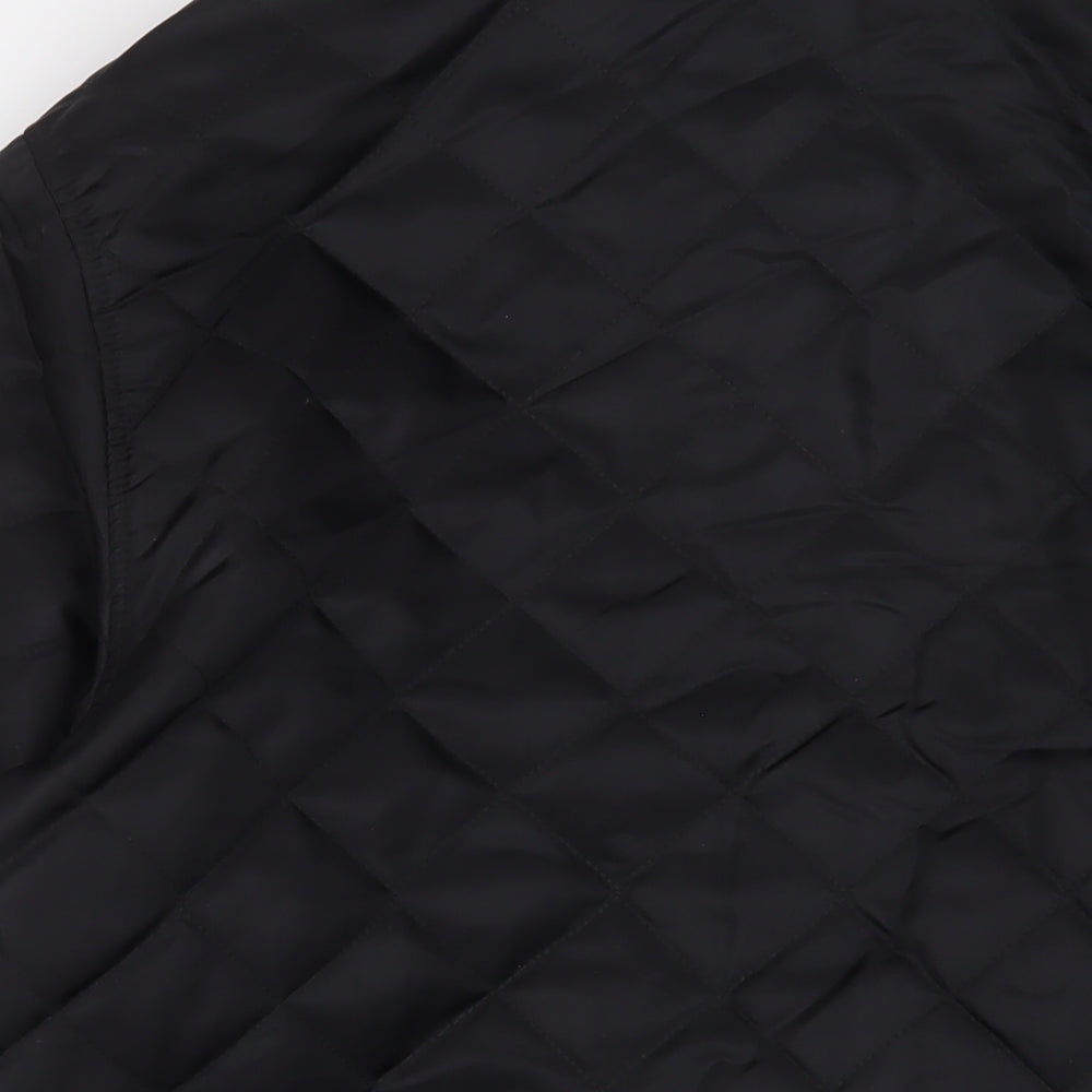 Marks and Spencer Womens Black Quilted Jacket Size 14 Button