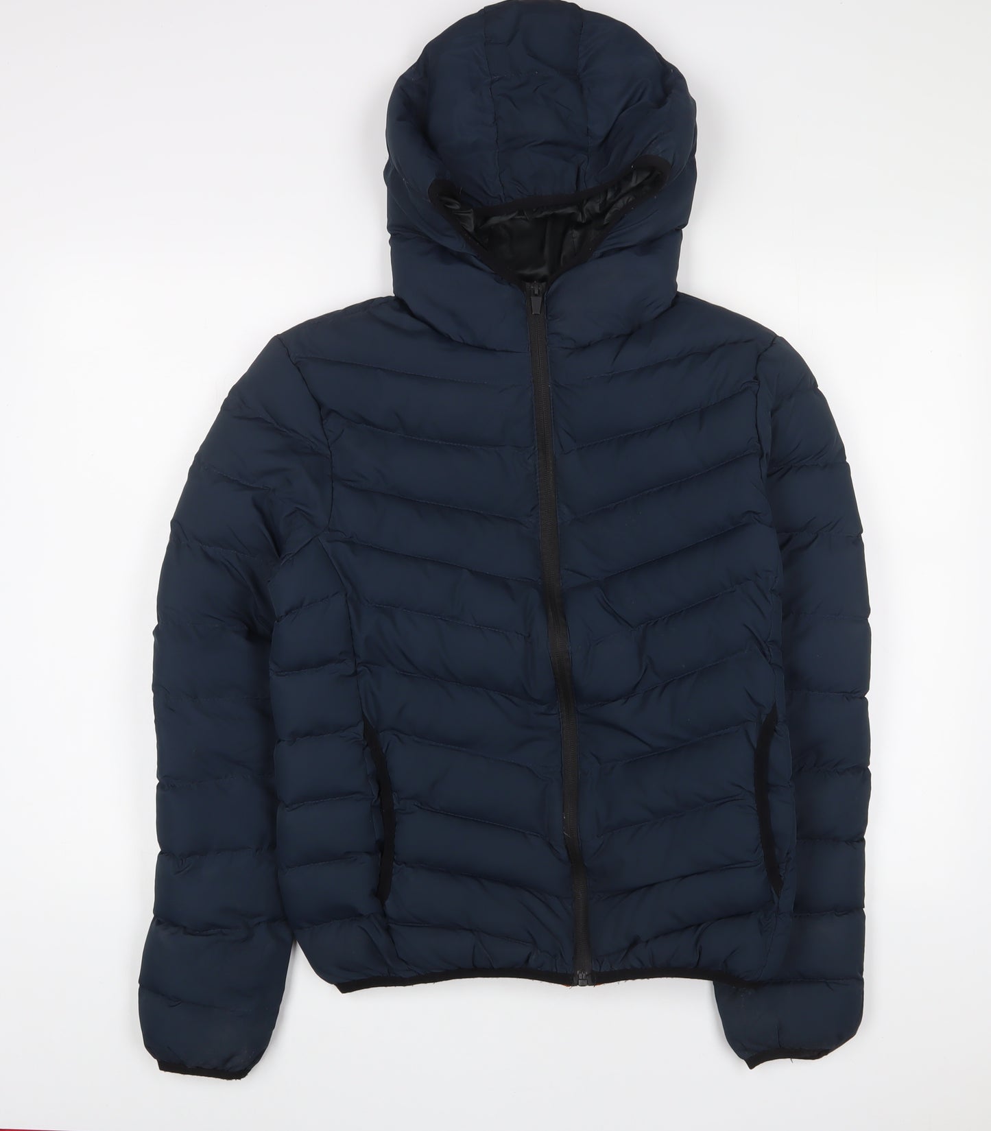Brave Soul Mens Blue Quilted Coat Size XS Zip