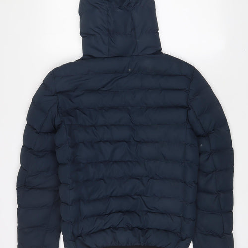 Brave Soul Mens Blue Quilted Coat Size XS Zip