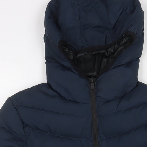 Brave Soul Mens Blue Quilted Coat Size XS Zip