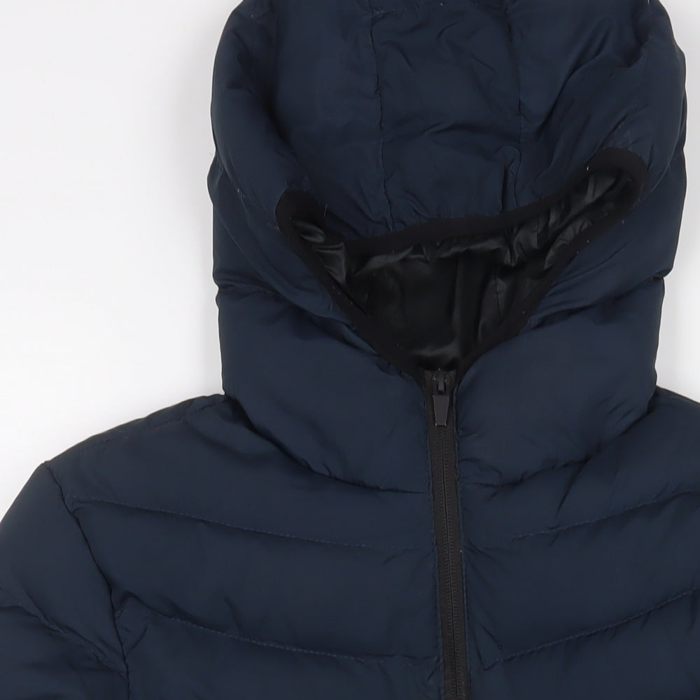 Brave Soul Mens Blue Quilted Coat Size XS Zip