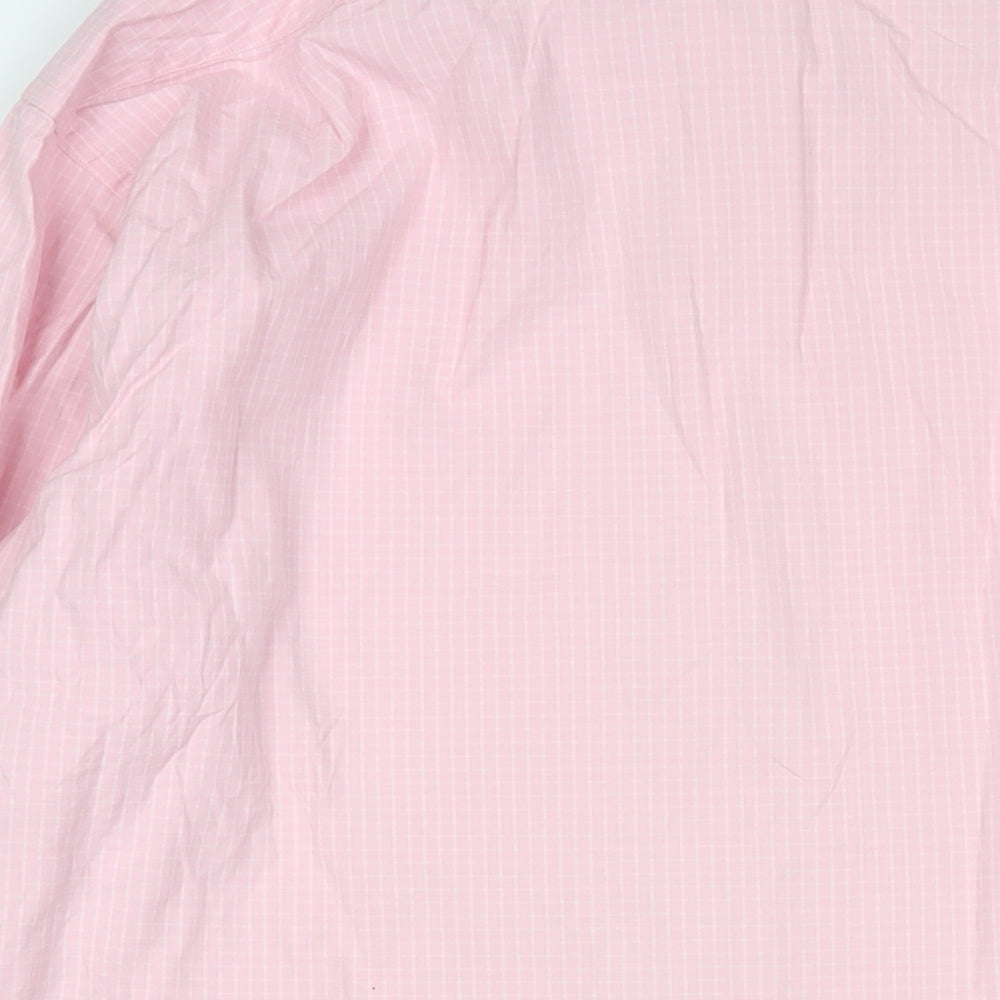 Thomas Pink Mens Pink Plaid Cotton Button-Up Size XL Collared Button