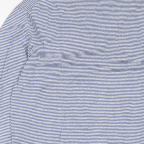 Gap Mens Blue V-Neck Striped Cotton Cardigan Jumper Size L Long Sleeve