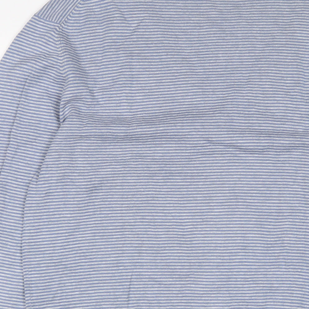 Gap Mens Blue V-Neck Striped Cotton Cardigan Jumper Size L Long Sleeve