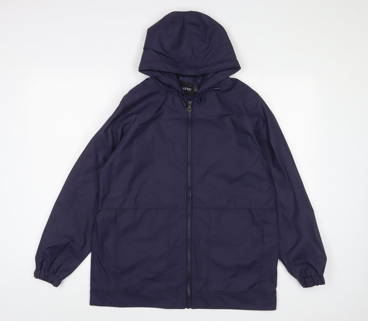 Boohoo Womens Blue Jacket Size 8 Zip