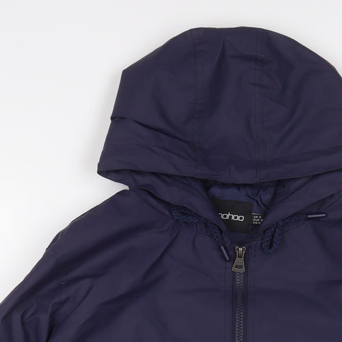 Boohoo Womens Blue Jacket Size 8 Zip