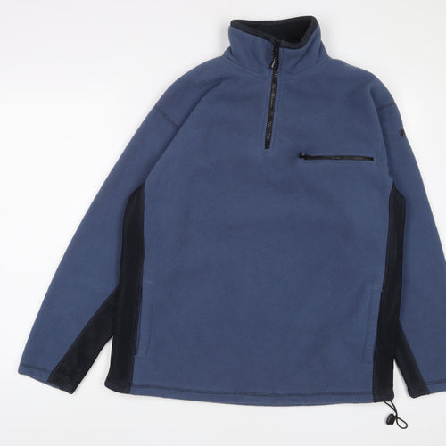 Action Sports Mens Blue Polyester Pullover Sweatshirt Size S - Zip Pocket
