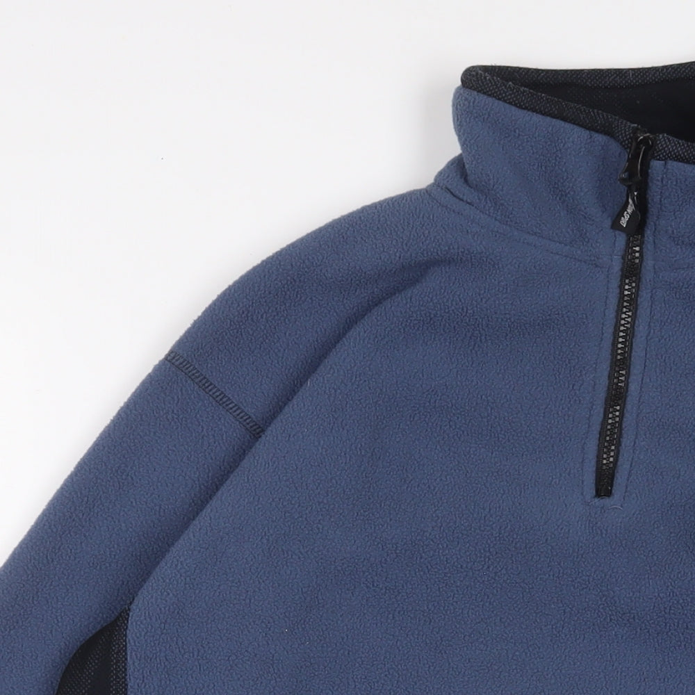 Action Sports Mens Blue Polyester Pullover Sweatshirt Size S - Zip Pocket