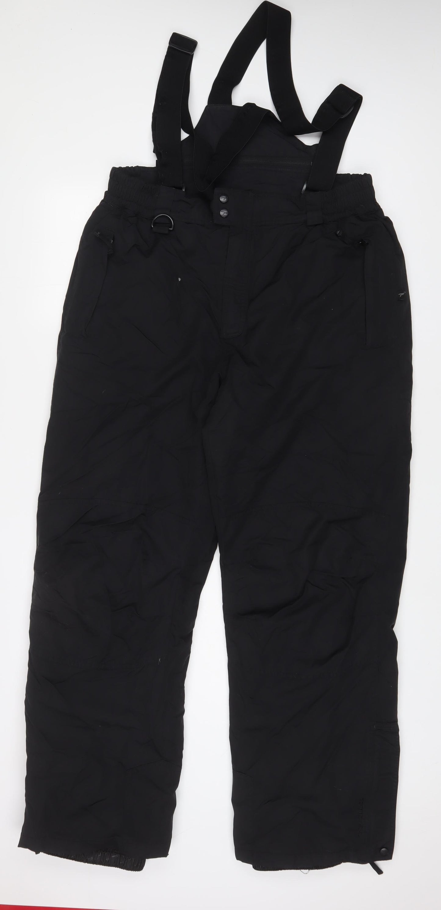 Tarallel Mens Black Polyester Snow Pants Trousers Size L L32 in Regular Button - Pockets