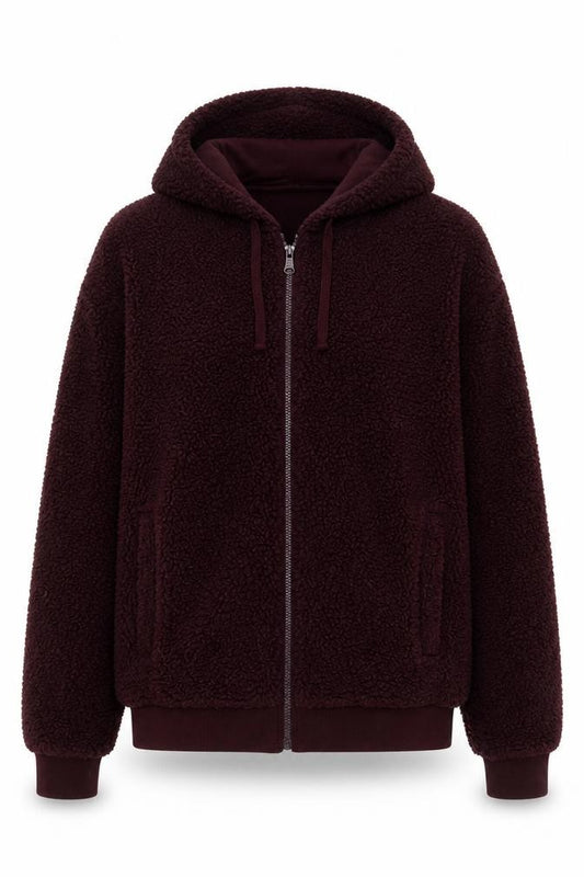 Front view of A.M. London women’s red jacket, size M, zip - pockets