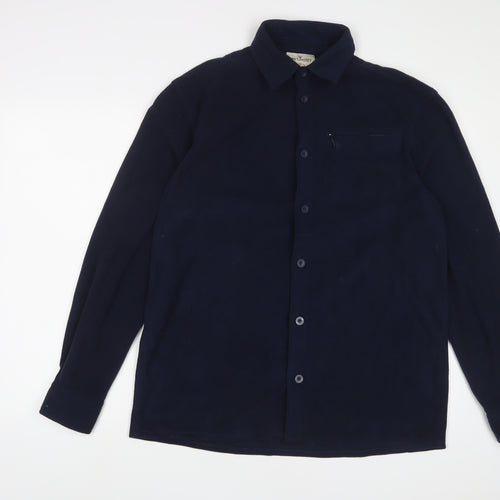 Fife Country Mens Blue Polyester Button-Up Size L Collared Button
