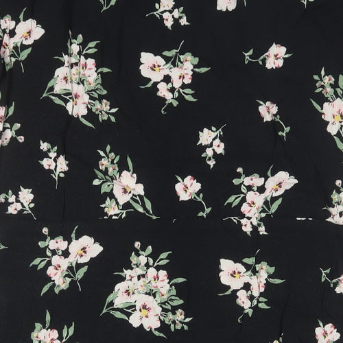 VERO MODA Womens Black Floral Viscose A-Line Size L Crew Neck Pullover - Drawstring