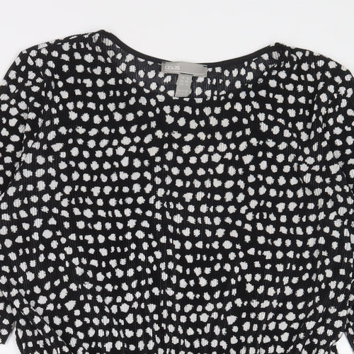 ASOS Womens Black Geometric Polyester A-Line Size 10 Crew Neck Pullover - Belted