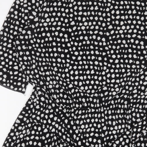 ASOS Womens Black Geometric Polyester A-Line Size 10 Crew Neck Pullover - Belted