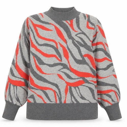 Marks and Spencer Womens Grey Round Neck Animal Print Viscose Pullover Jumper Size L