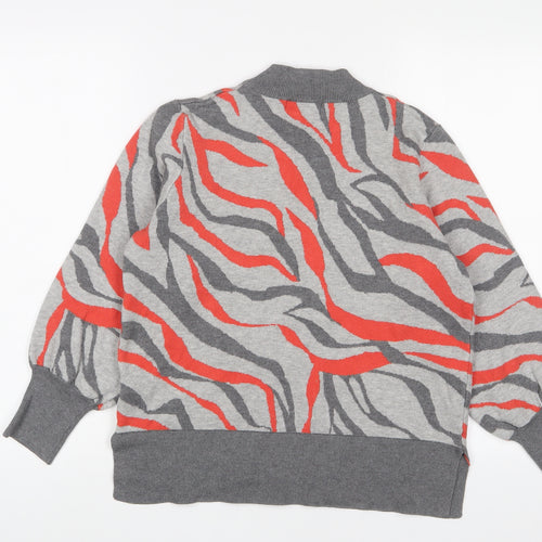 Marks and Spencer Womens Grey Round Neck Animal Print Viscose Pullover Jumper Size L