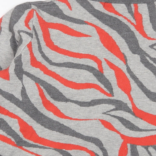 Marks and Spencer Womens Grey Round Neck Animal Print Viscose Pullover Jumper Size L