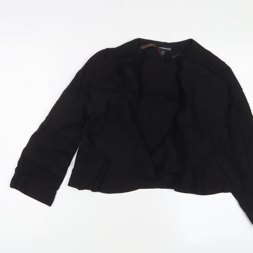 Warehouse Womens Black V-Neck Lyocell Shrug Jumper Size 14 - Open