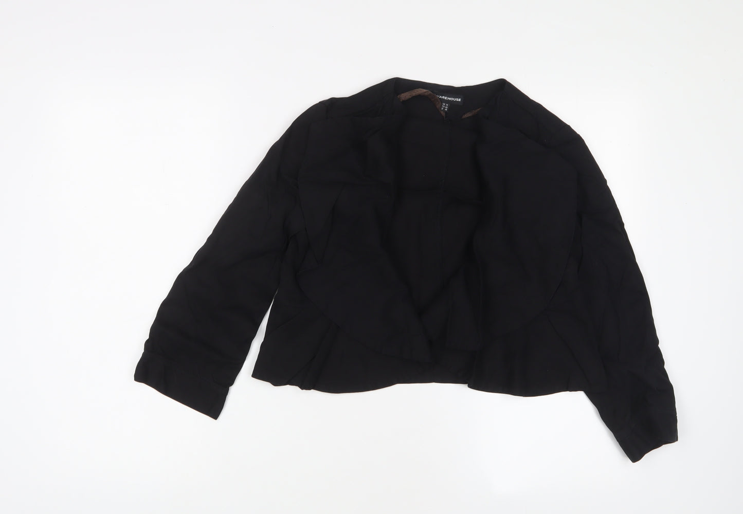 Warehouse Womens Black V-Neck Lyocell Shrug Jumper Size 14 - Open