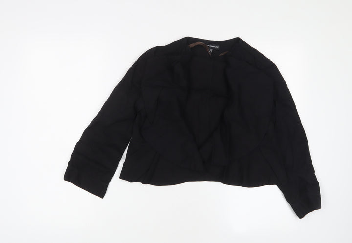 Warehouse Womens Black V-Neck Lyocell Shrug Jumper Size 14 - Open