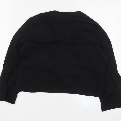Warehouse Womens Black V-Neck Lyocell Shrug Jumper Size 14 - Open
