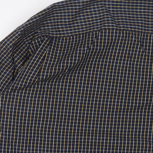 Debenhams Mens Blue Plaid Cotton Button-Up Size M Collared Button