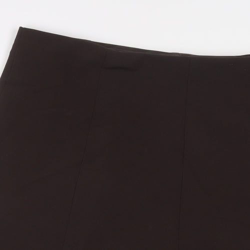 Marks and Spencer Womens Brown Polyester A-Line Skirt Size 18 - Embroidered