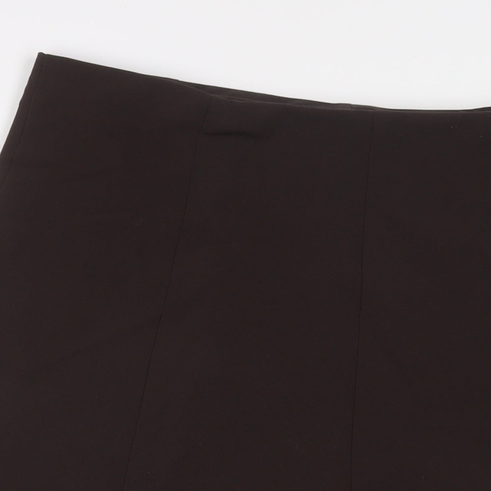 Marks and Spencer Womens Brown Polyester A-Line Skirt Size 18 - Embroidered