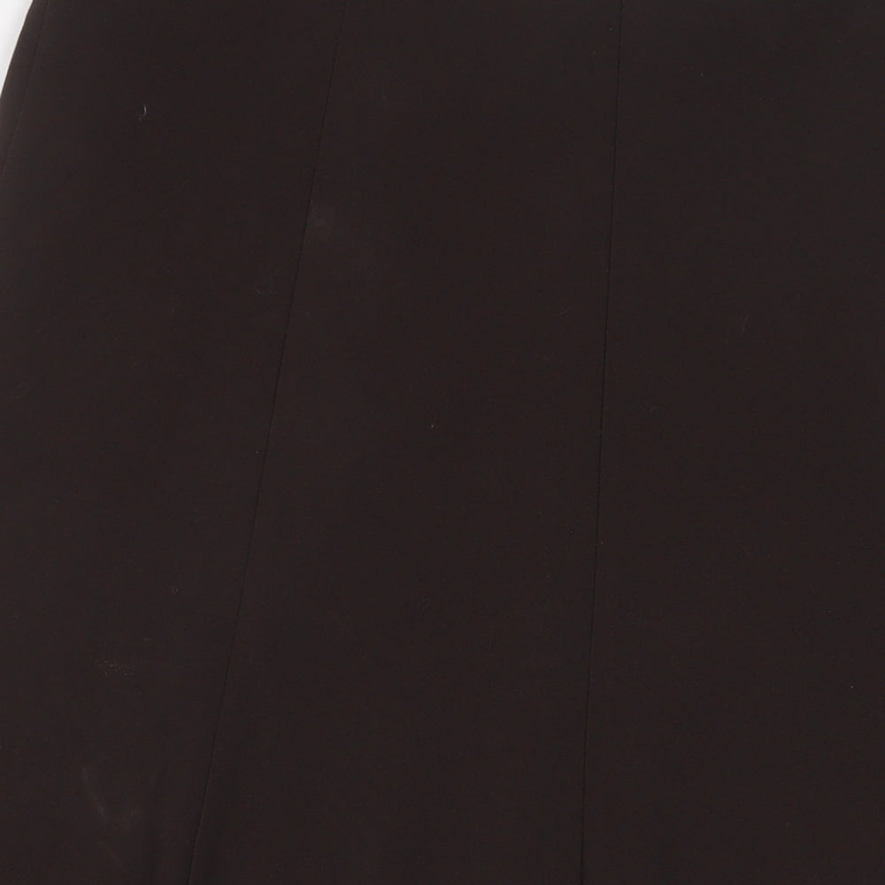 Marks and Spencer Womens Brown Polyester A-Line Skirt Size 18 - Embroidered