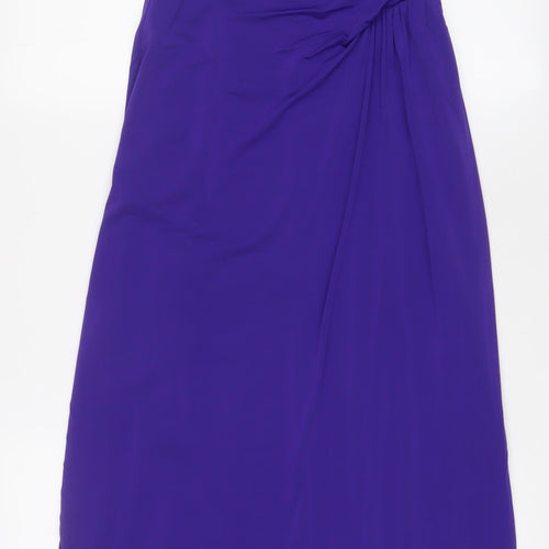 Coast Womens Purple Polyester A-Line Size 8 One Shoulder Zip