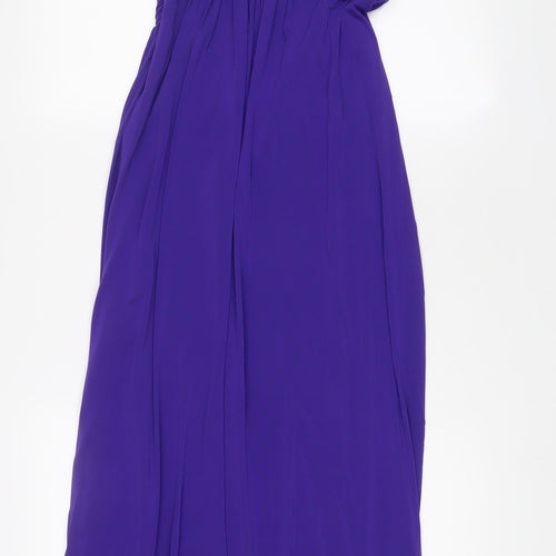 Coast Womens Purple Polyester A-Line Size 8 One Shoulder Zip