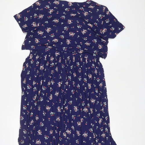 ASOS Womens Blue Floral Viscose A-Line Size 10 Boat Neck Pullover