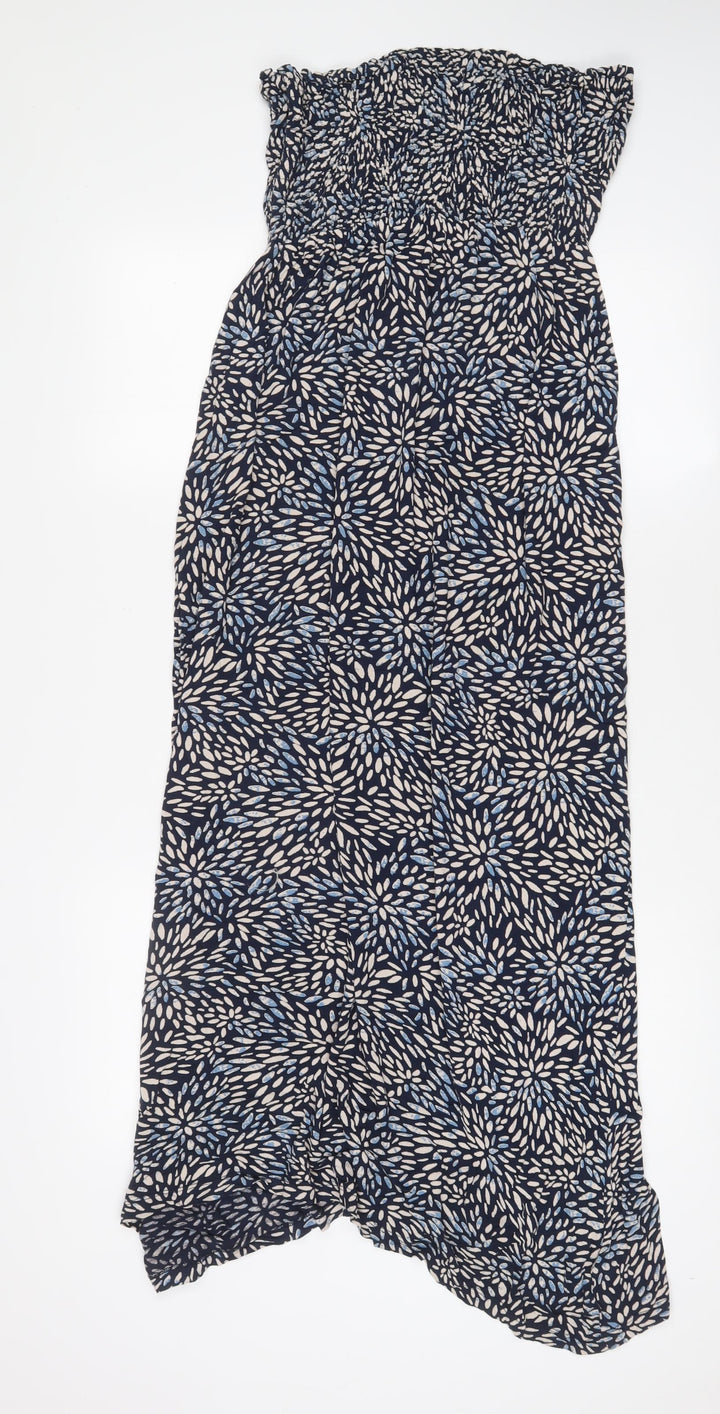 Accessorize Womens Blue Geometric Viscose A-Line Size XS Off the Shoulder Pullover