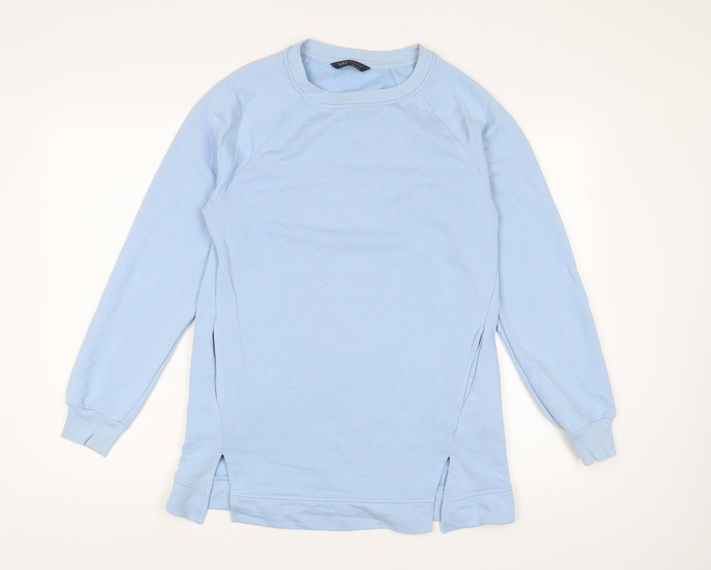 Marks and Spencer Womens Blue Cotton Pullover Sweatshirt Size 8 Pullover