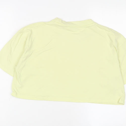 Zara Womens Green Cotton Cropped T-Shirt Size M Crew Neck